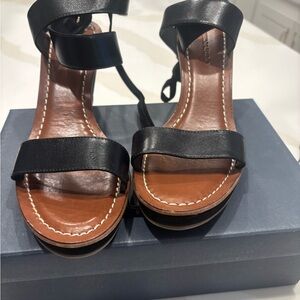 Women's Black Leather Sandals